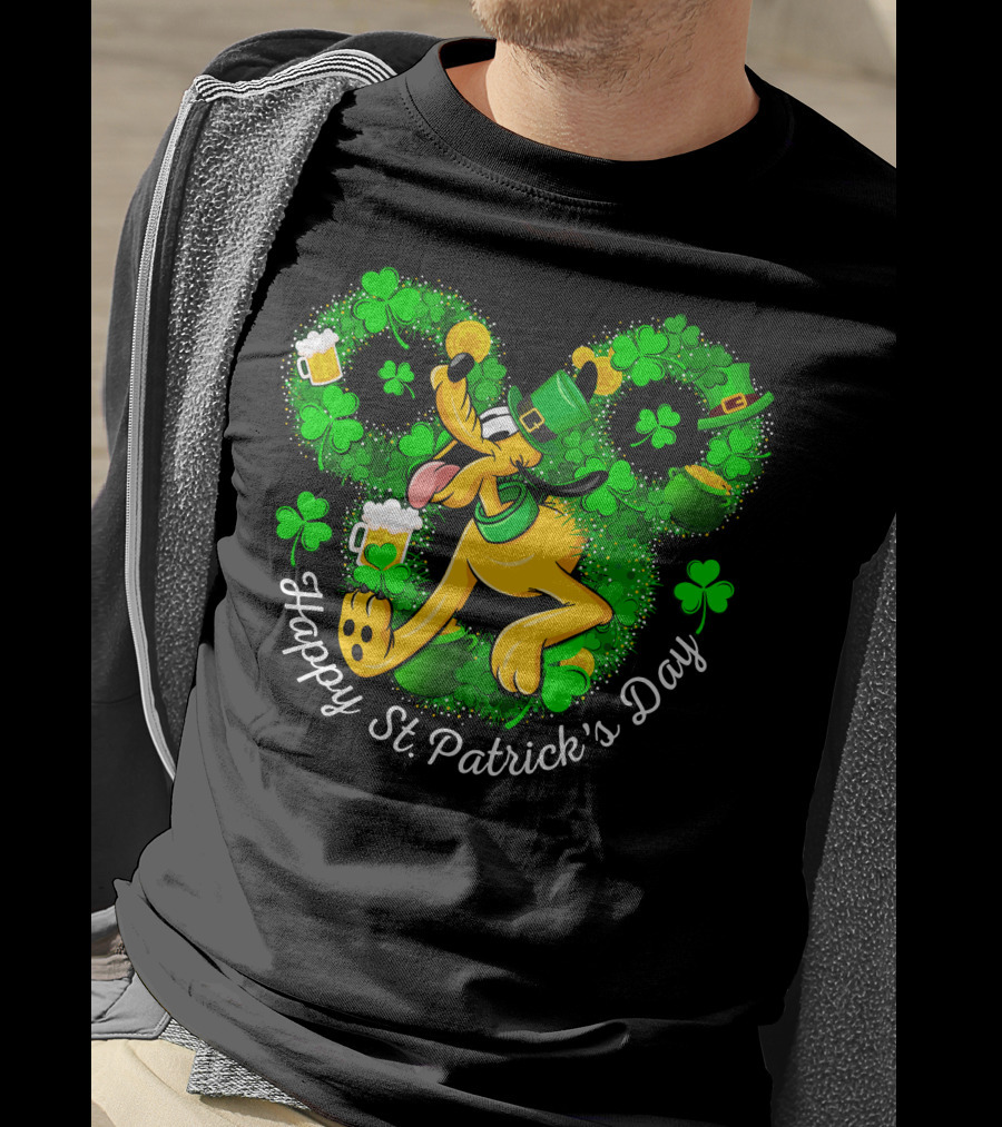 Happy St. Patrick's Day Pluto Shamrock And Hat Celebration T-Shirt