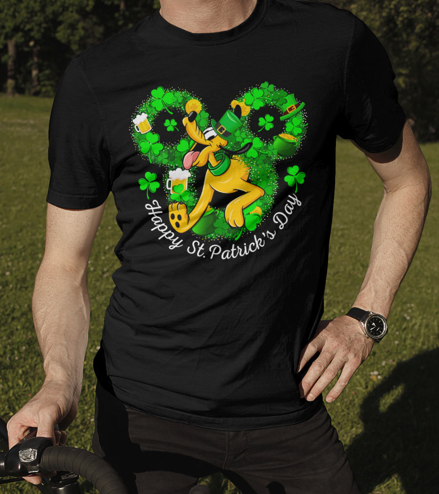 Happy St. Patrick's Day Pluto Shamrock And Hat Celebration T-Shirt