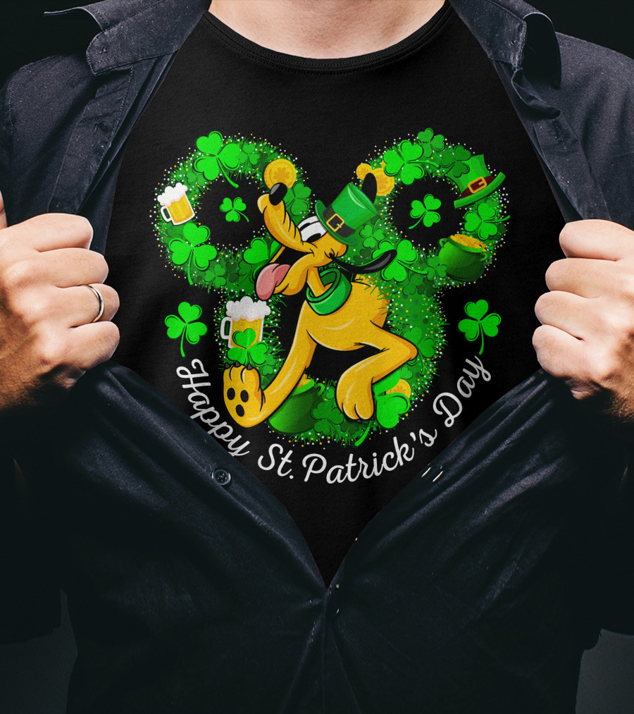 Happy St. Patrick's Day Pluto Shamrock And Hat Celebration T-Shirt