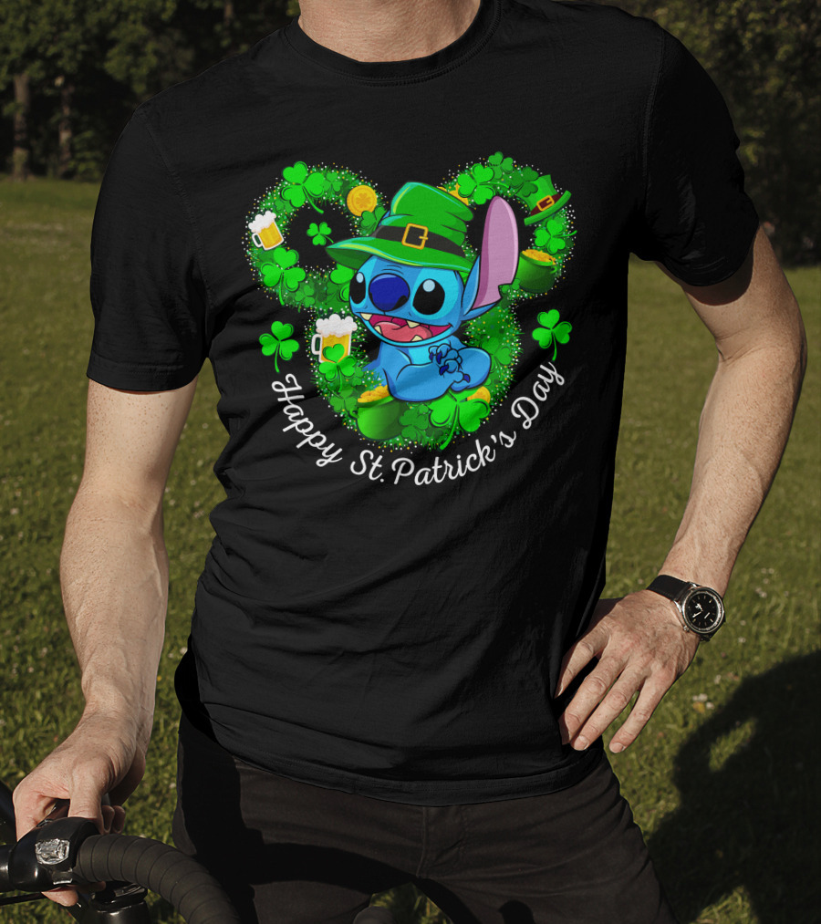 Stitch Leprechaun Happy St. Patrick's Day Shamrocks And Beer T-Shirt