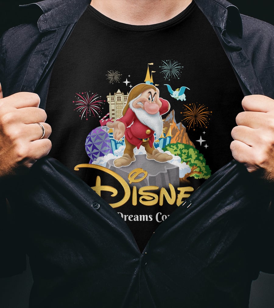 Disney Grumpy Where Dreams Come True Fireworks Celebration T-Shirt