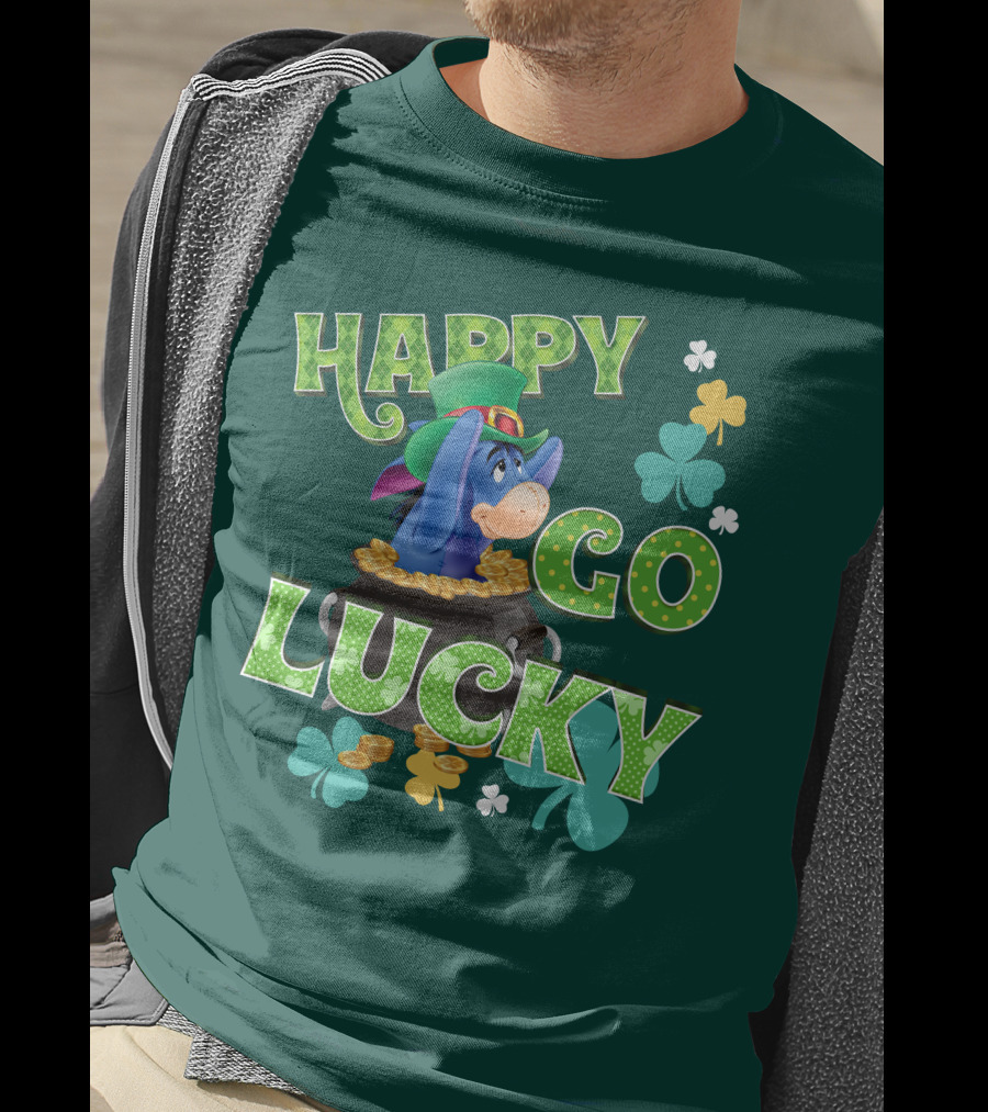 Eeyore Happy Go Lucky St. Patrick's Day Pot Of Gold T-Shirt
