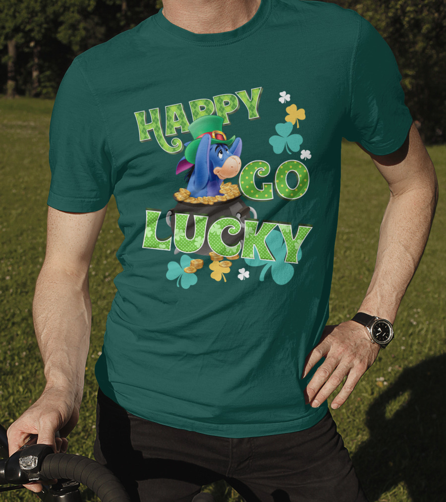 Eeyore Happy Go Lucky St. Patrick's Day Pot Of Gold T-Shirt