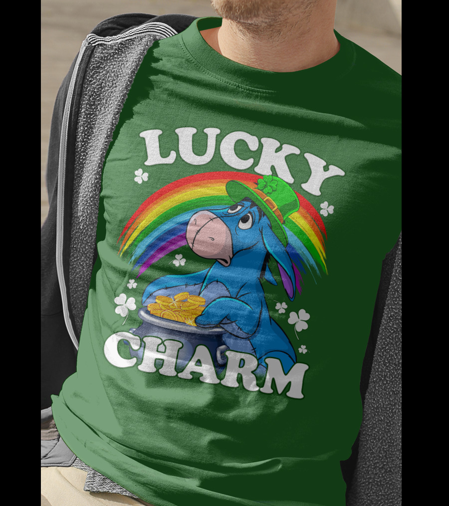 Lucky Charm Eeyore Rainbow St. Patrick's Day T-Shirt