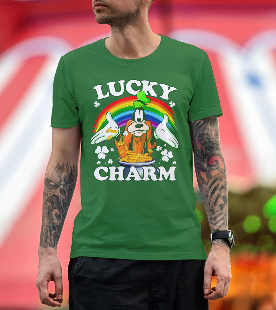 Lucky Charm Goofy Rainbow Gold Coins Shamrocks T-Shirt