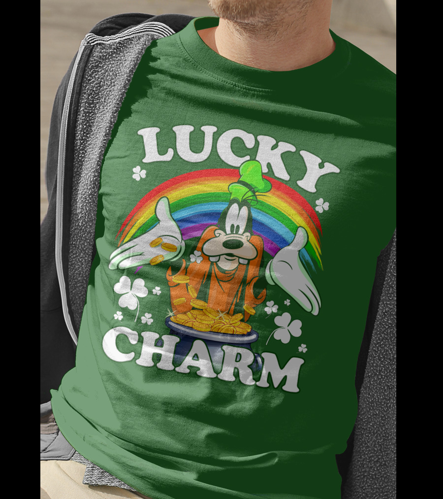 Lucky Charm Goofy Rainbow Gold Coins Shamrocks T-Shirt