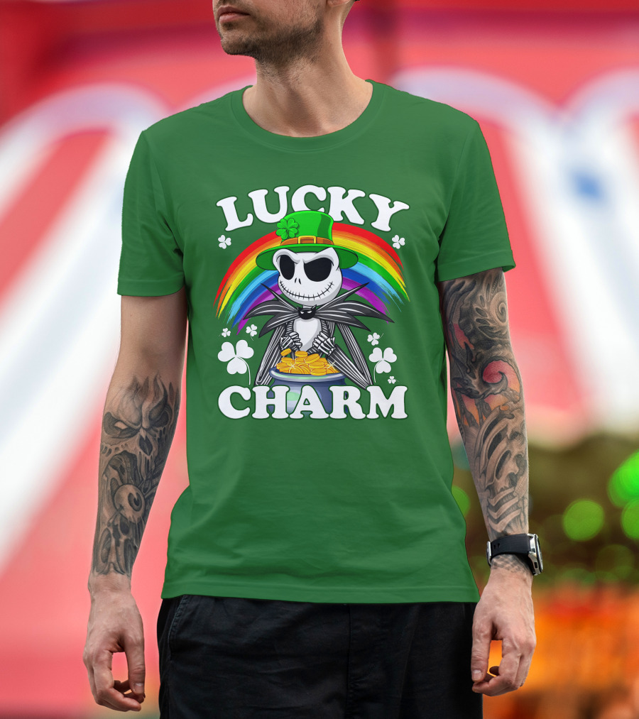 Lucky Charm Jack Skellington Rainbow Shamrock T-Shirt