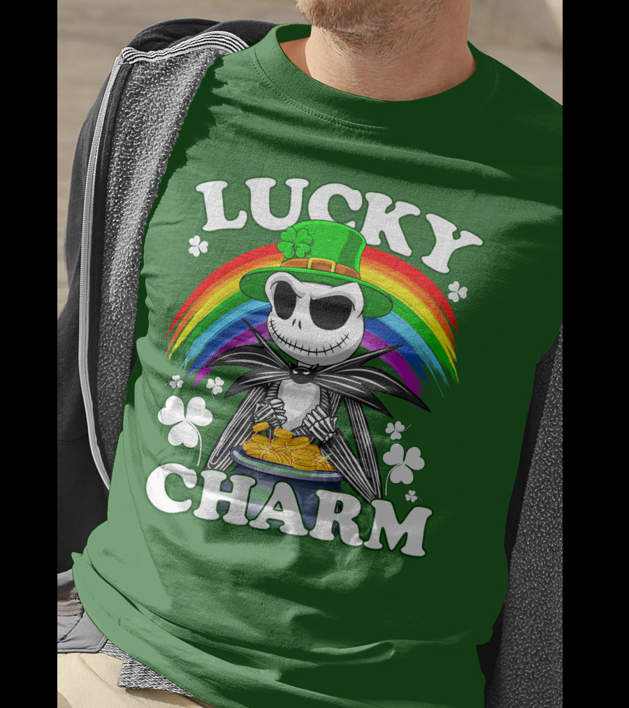 Lucky Charm Jack Skellington Rainbow Shamrock T-Shirt