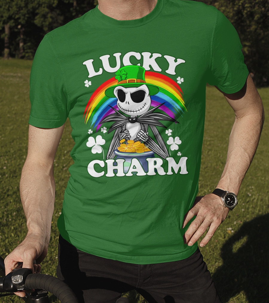 Lucky Charm Jack Skellington Rainbow Shamrock T-Shirt