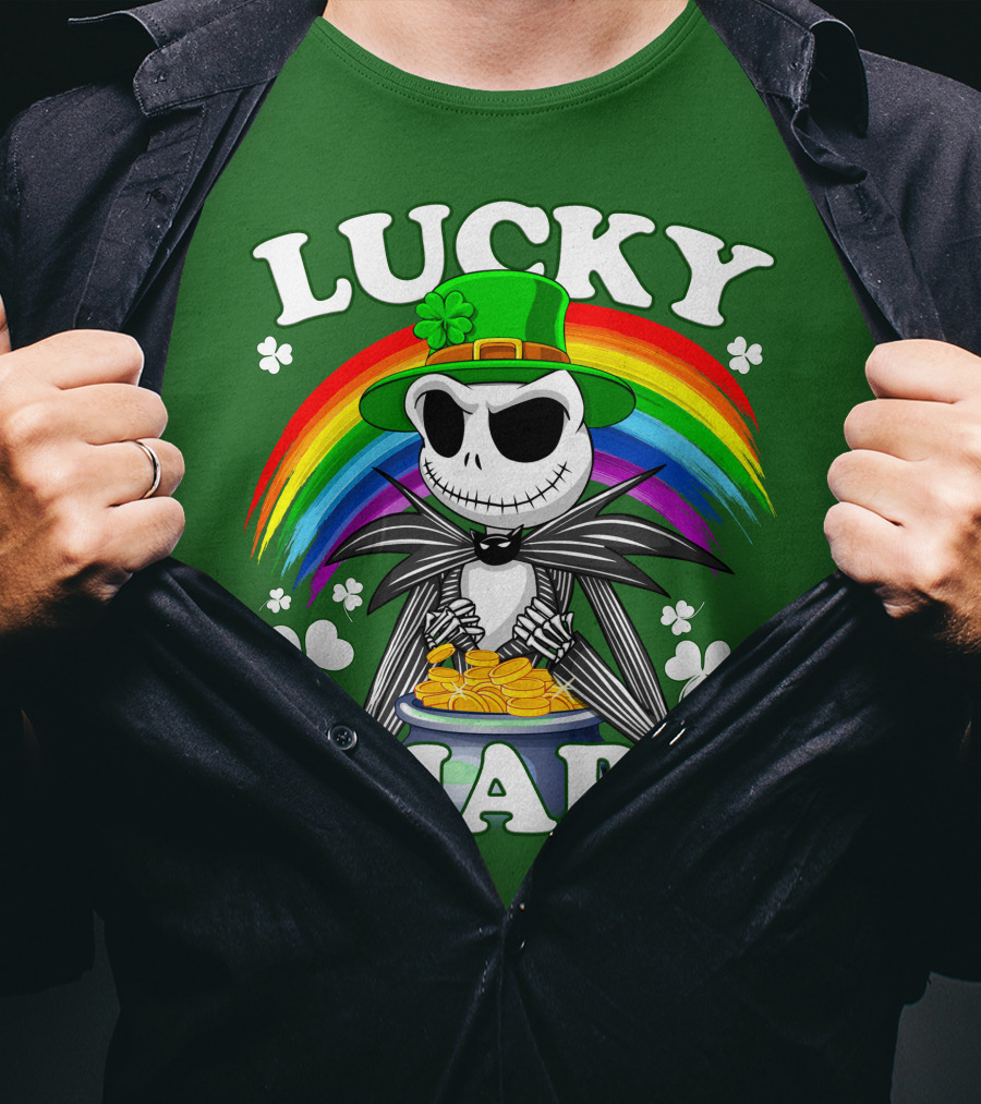Lucky Charm Jack Skellington Rainbow Shamrock T-Shirt