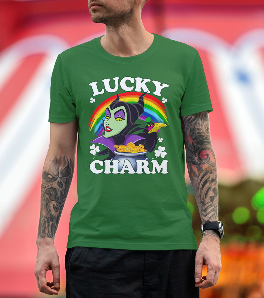 Lucky Charm Maleficent Rainbow Pot Of Gold T-Shirt