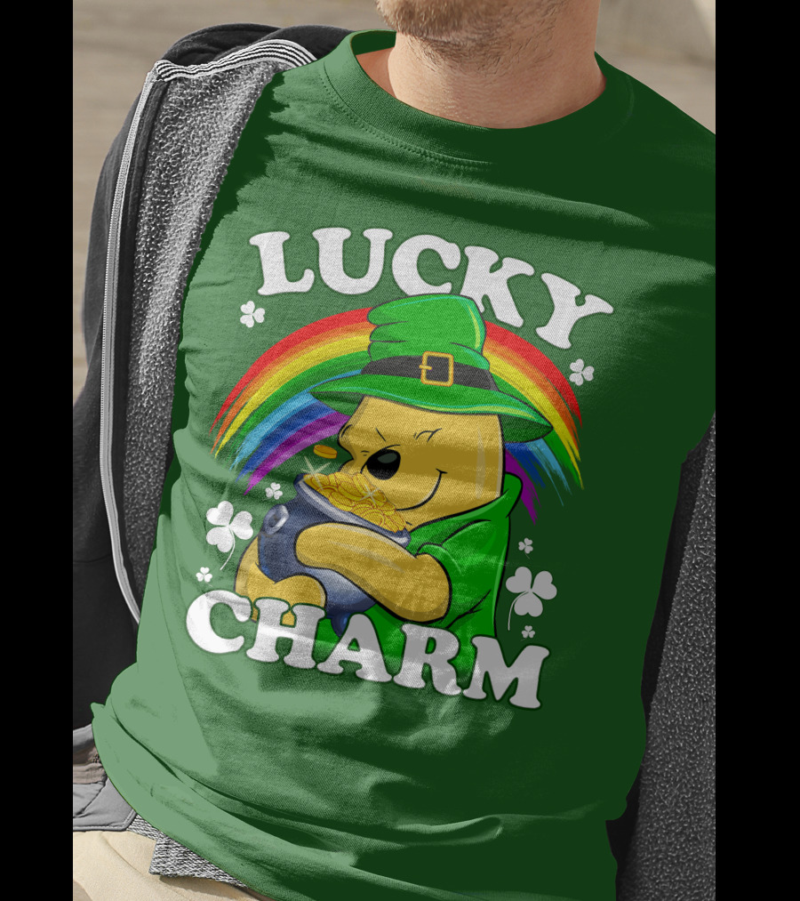 Lucky Charm Pooh Rainbow Pot Of Gold T-Shirt