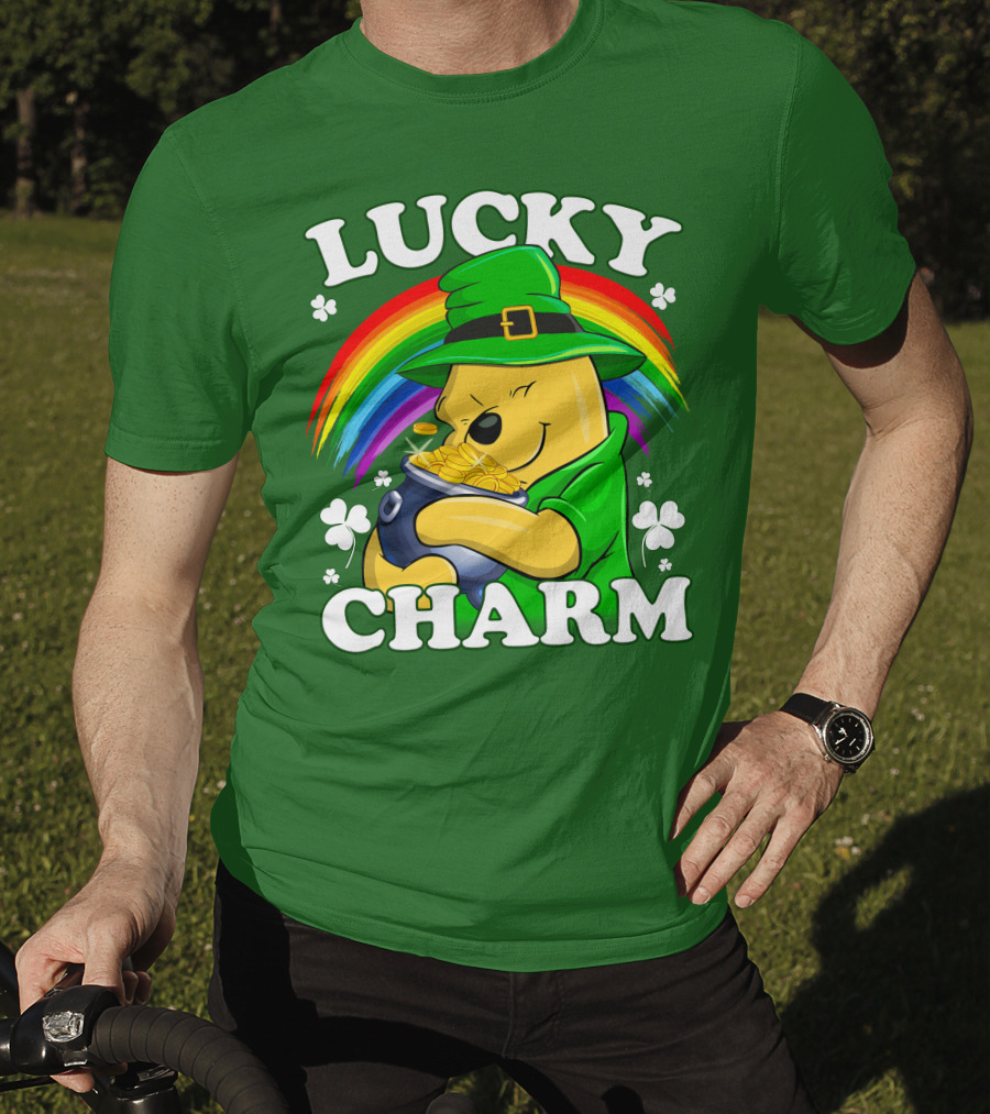Lucky Charm Pooh Rainbow Pot Of Gold T-Shirt