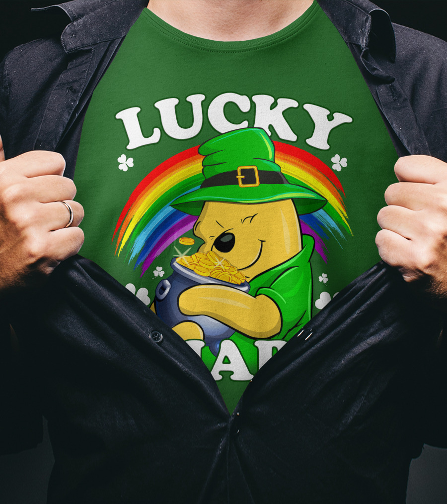 Lucky Charm Pooh Rainbow Pot Of Gold T-Shirt