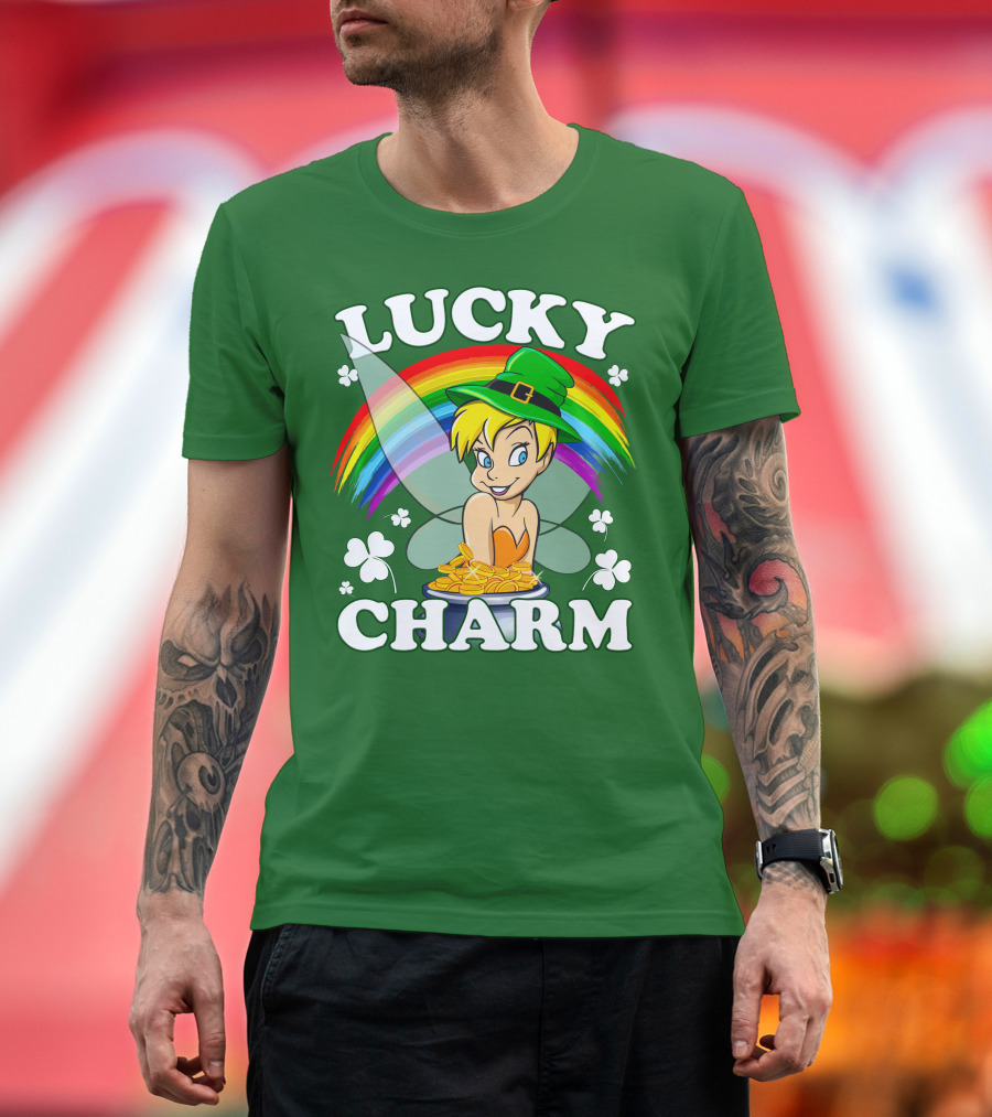 Lucky Charm Tinker Bell Rainbow Gold Coins Shamrocks T-Shirt