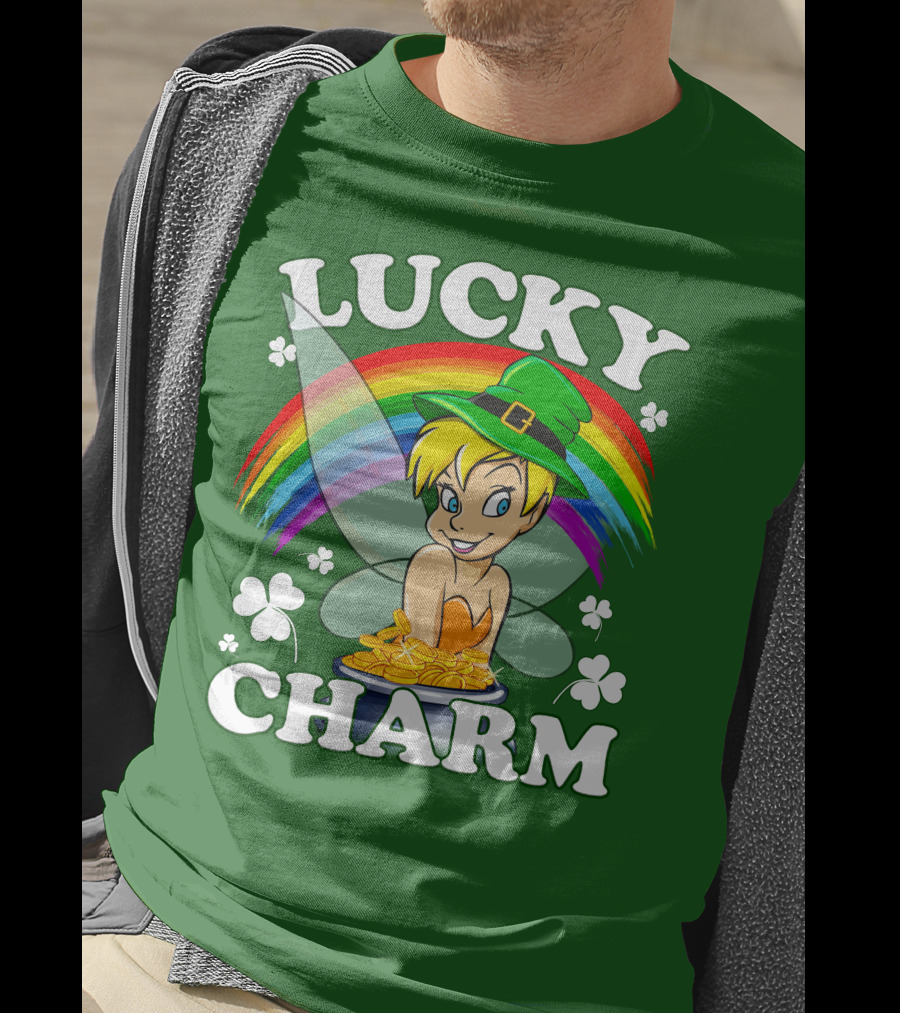 Lucky Charm Tinker Bell Rainbow Gold Coins Shamrocks T-Shirt