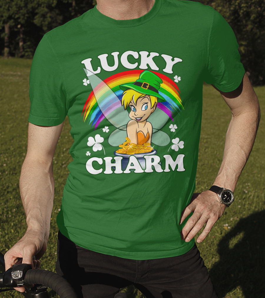 Lucky Charm Tinker Bell Rainbow Gold Coins Shamrocks T-Shirt
