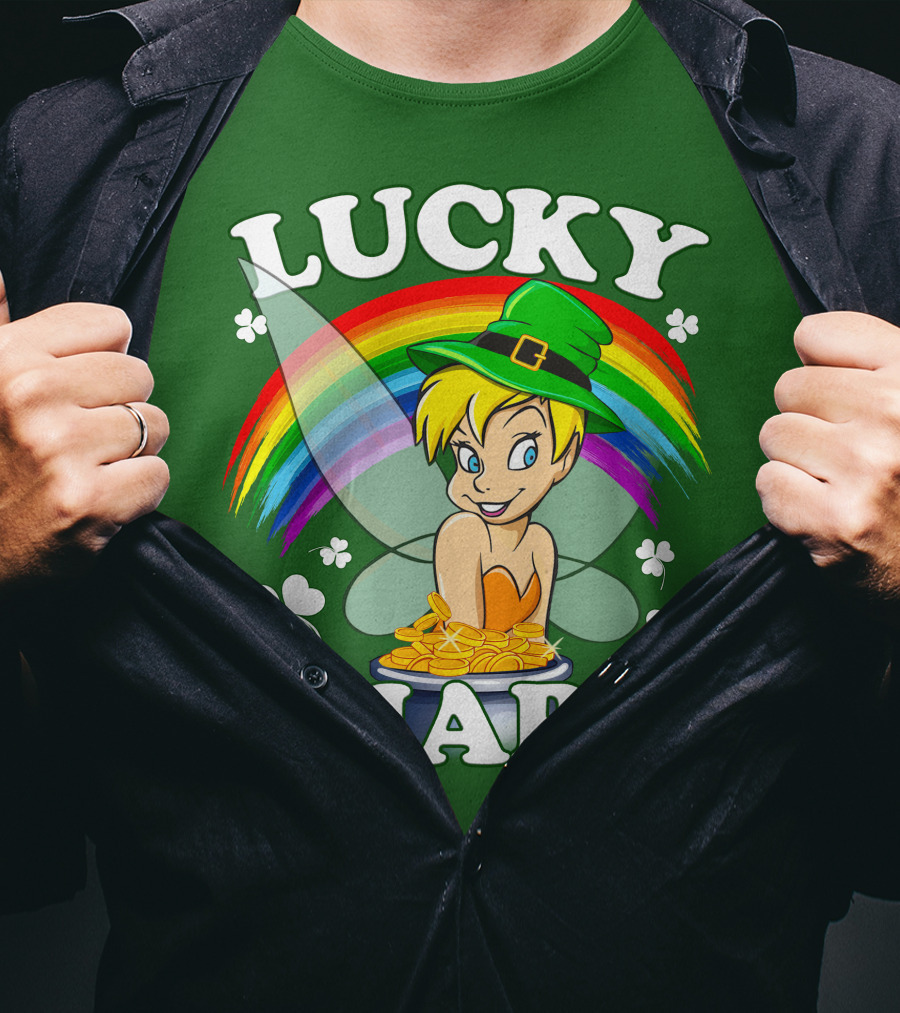 Lucky Charm Tinker Bell Rainbow Gold Coins Shamrocks T-Shirt