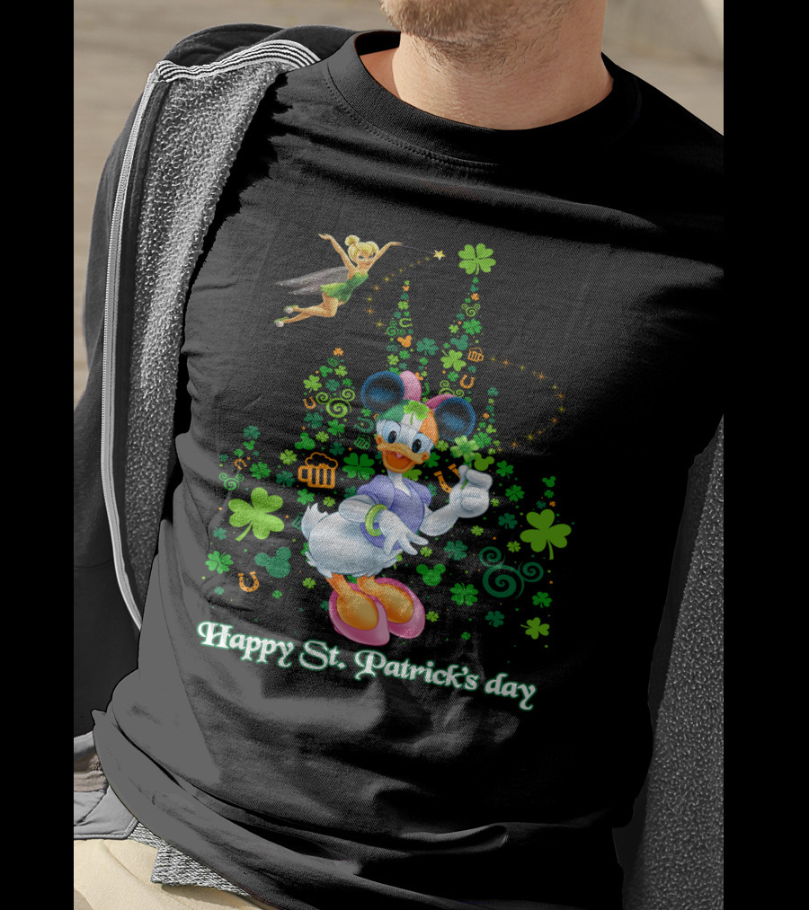 Happy St. Patrick's Day Donald Duck And Tinker Bell Disney Castle Celebration T-Shirt