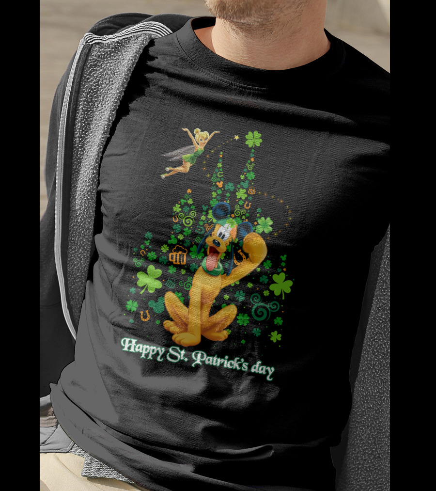Happy St. Patrick's Day Pluto And Tinker Bell Disney Celebration T-Shirt