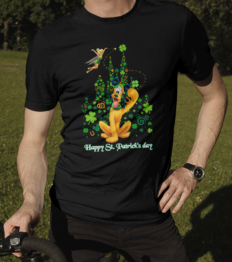 Happy St. Patrick's Day Pluto And Tinker Bell Disney Celebration T-Shirt