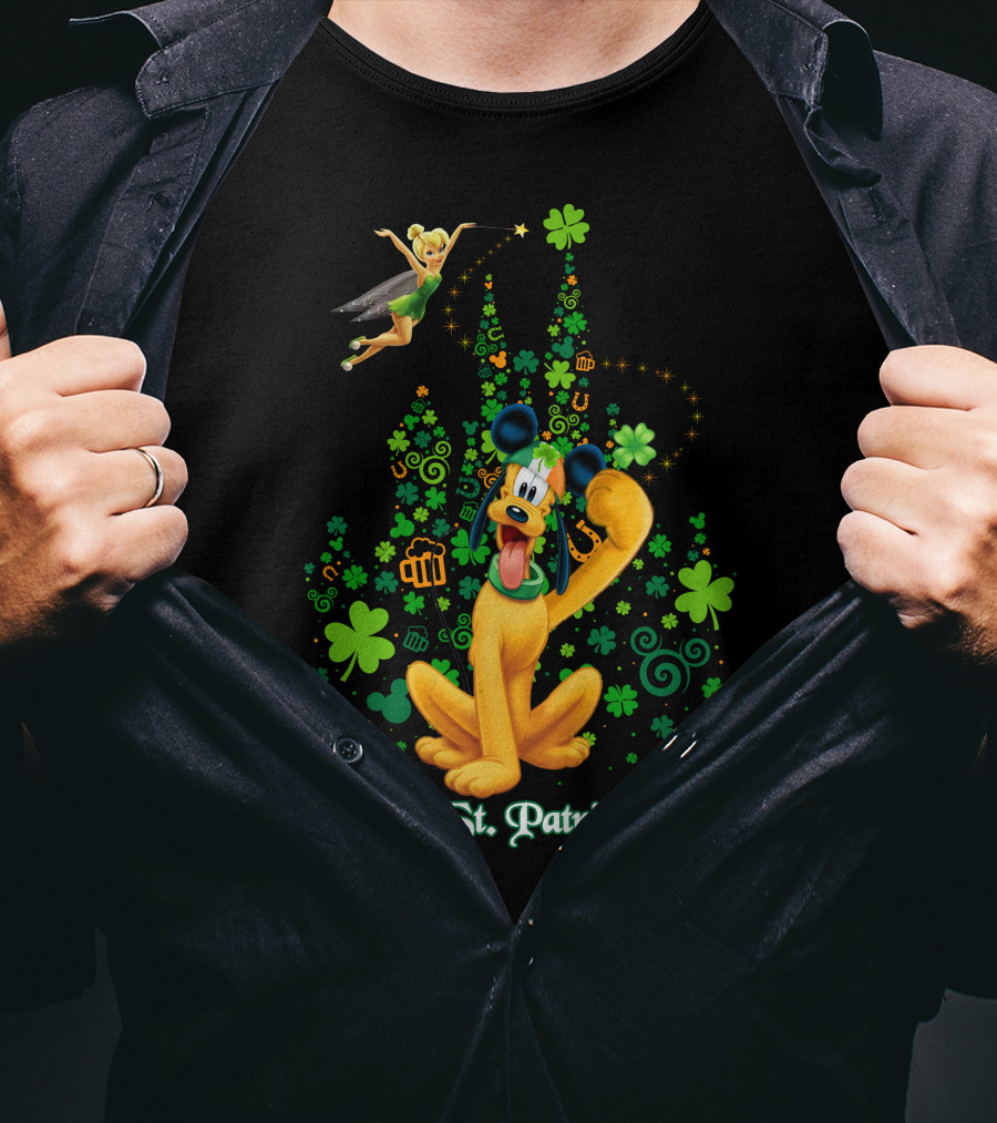 Happy St. Patrick's Day Pluto And Tinker Bell Disney Celebration T-Shirt
