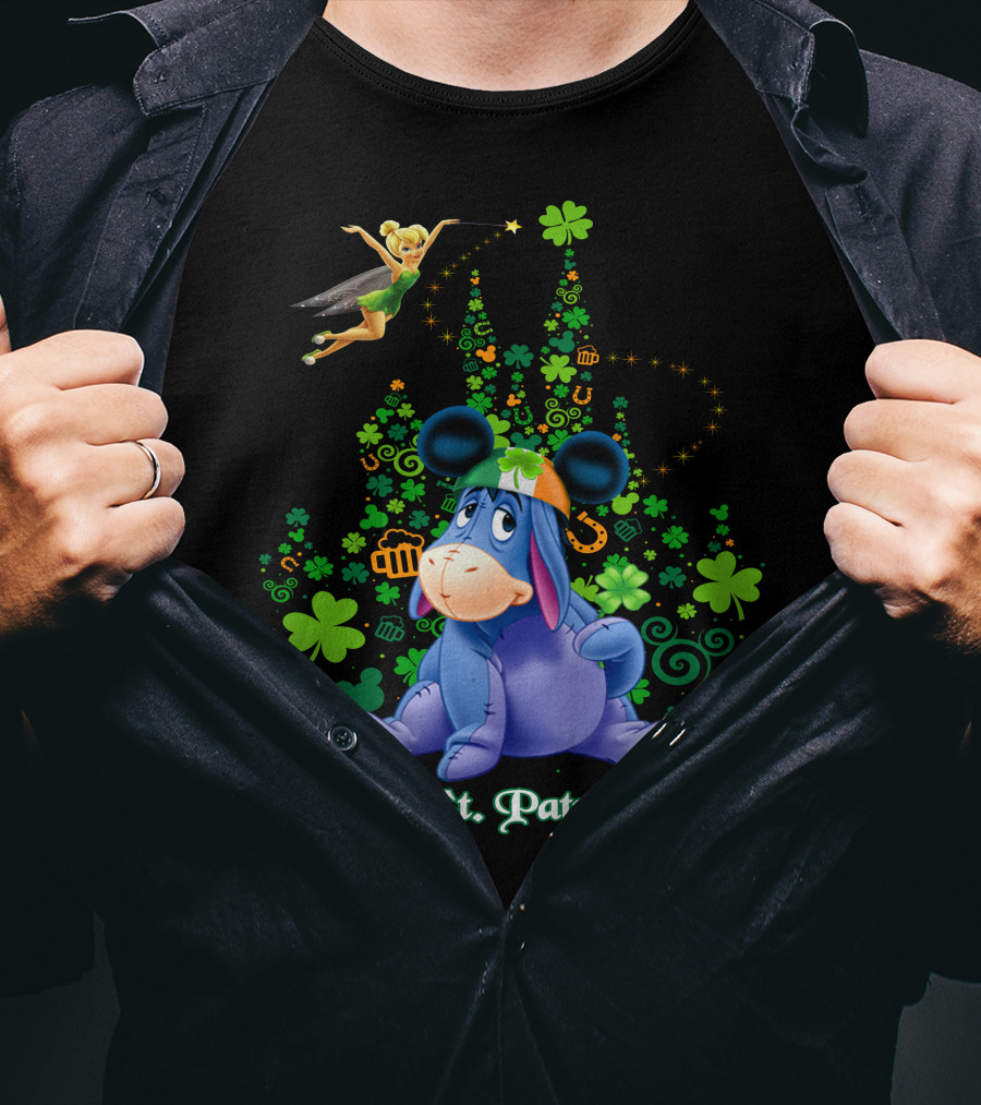 Happy St. Patrick's Day Eeyore With Tinker Bell And Castle T-Shirt