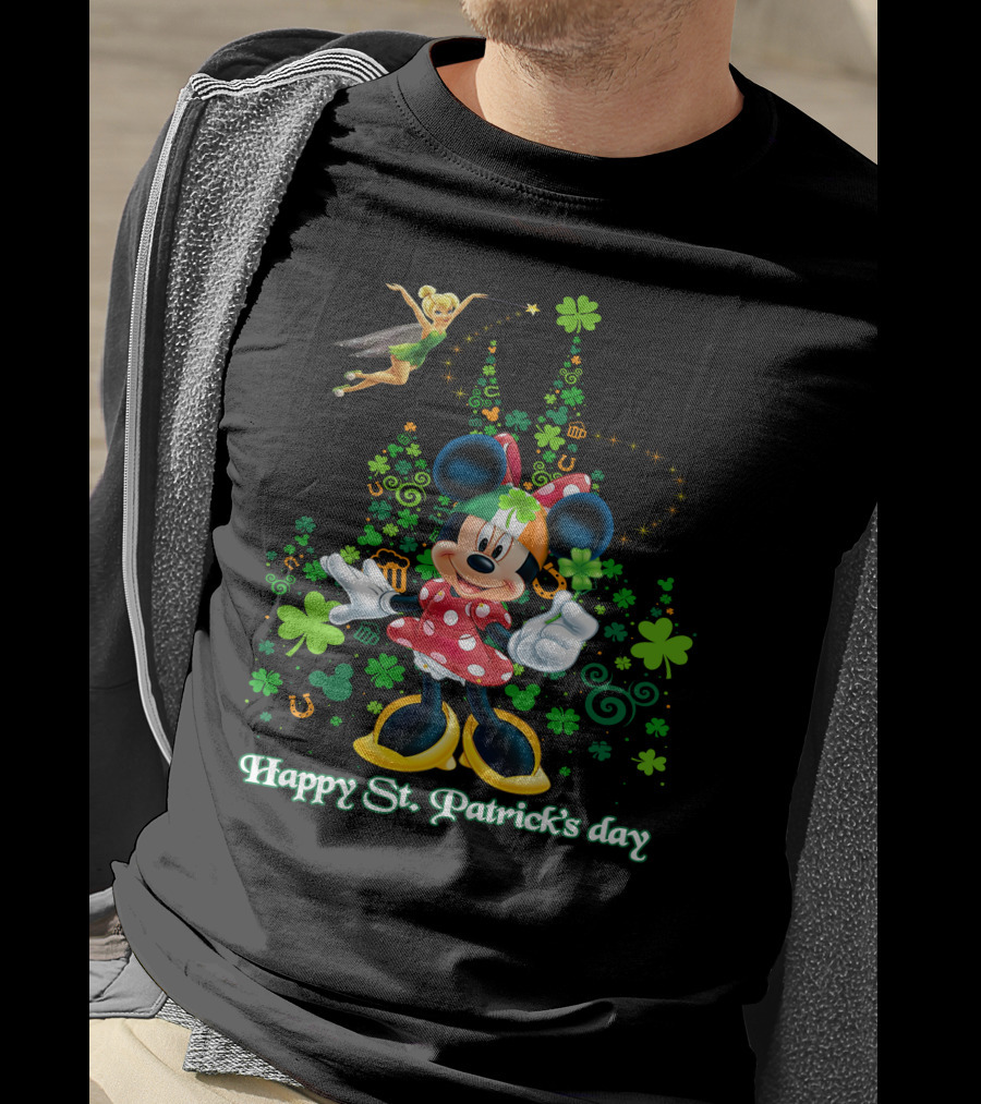 Minnie Happy St. Patrick's Day Disney Castle Tinker Bell T-Shirt