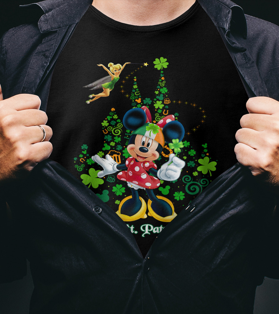 Minnie Happy St. Patrick's Day Disney Castle Tinker Bell T-Shirt