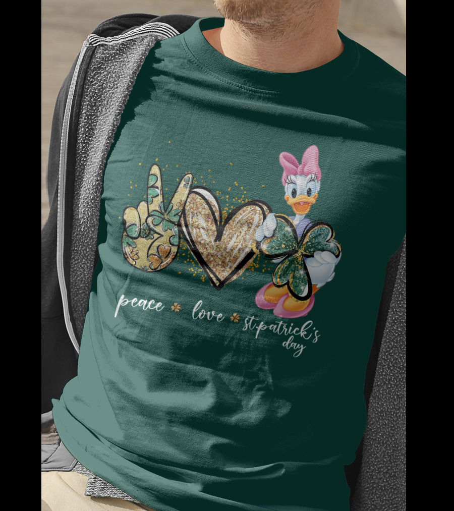 Peace Love St. Patrick's Day Daisy Duck Shamrock T-Shirt