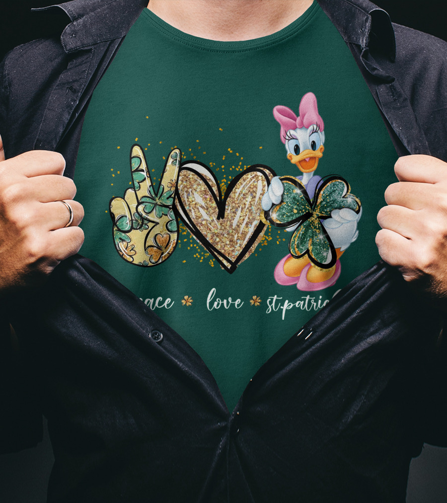 Peace Love St. Patrick's Day Daisy Duck Shamrock T-Shirt