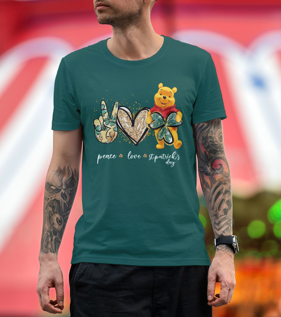Peace Love St. Patrick's Day Pooh T-Shirt