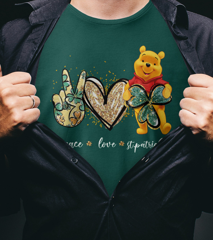 Peace Love St. Patrick's Day Pooh T-Shirt