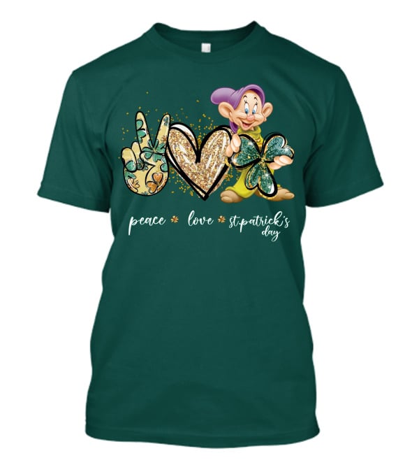 Peace Love St. Patrick's Day Dopey Shamrock T-Shirt