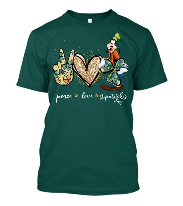Goofy Peace Love St. Patrick's Day T-Shirt