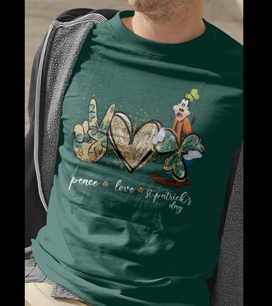 Goofy Peace Love St. Patrick's Day T-Shirt