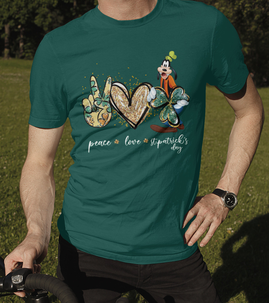 Goofy Peace Love St. Patrick's Day T-Shirt