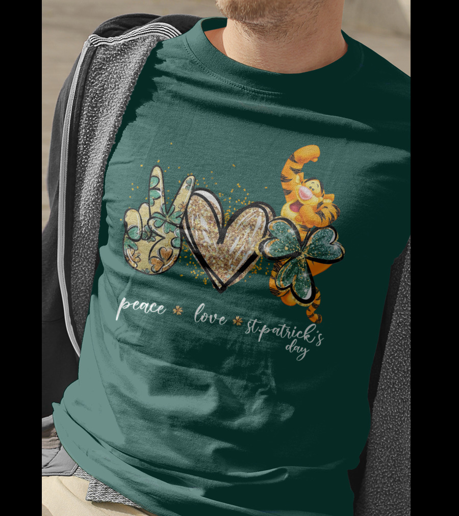 Tigger Peace Love St. Patrick's Day T-Shirt