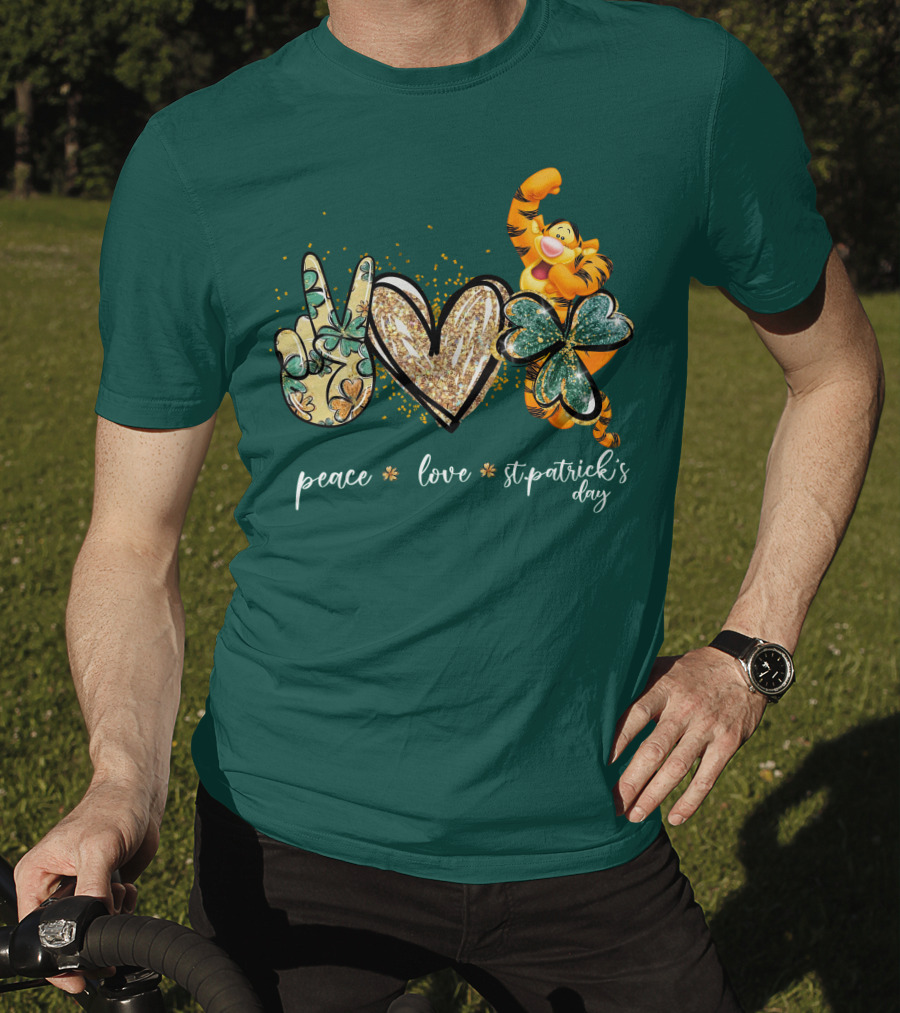 Tigger Peace Love St. Patrick's Day T-Shirt