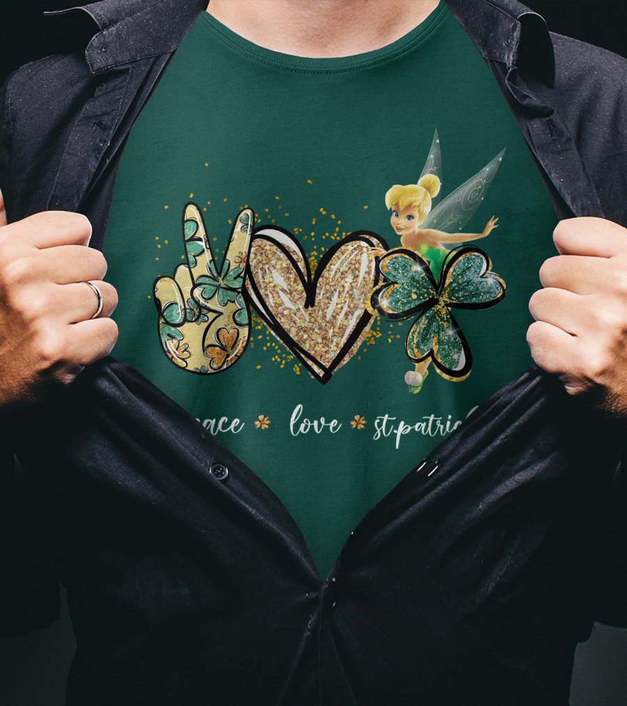 Peace Love St. Patrick's Day Tinkerbell T-Shirt