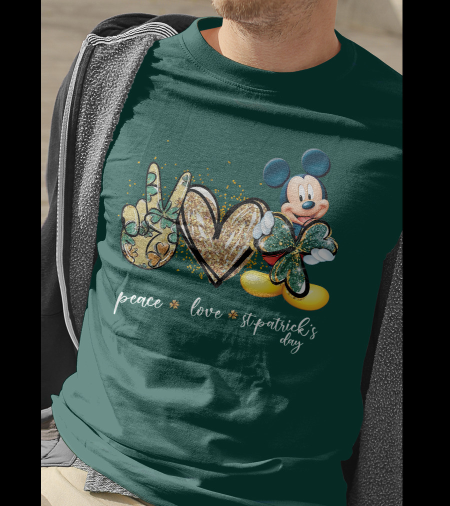 Peace Love St. Patrick's Day Mickey T-Shirt