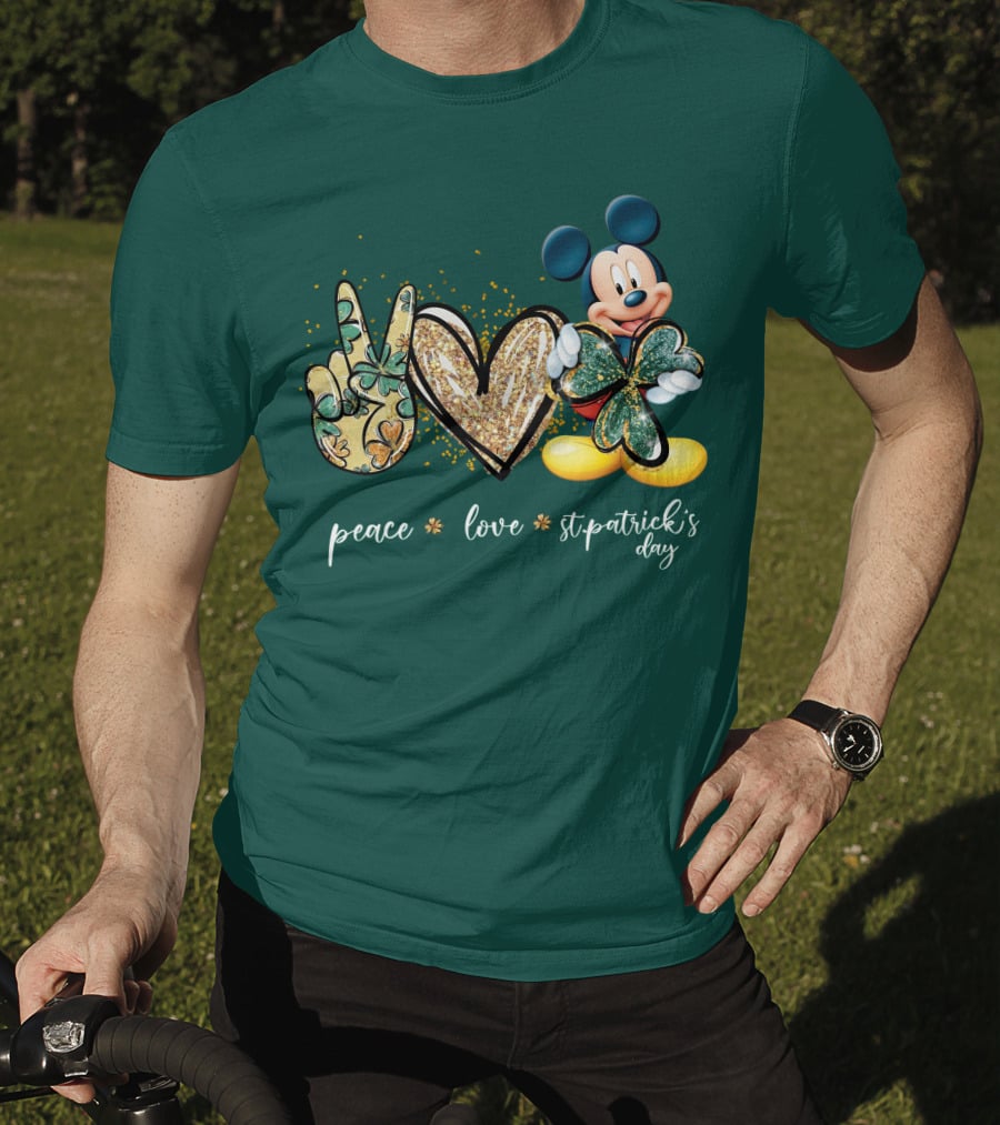 Peace Love St. Patrick's Day Mickey T-Shirt