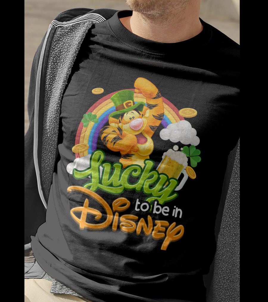 Lucky To Be In Disney Tigger Rainbow Clover St. Patrick's Celebration T-Shirt