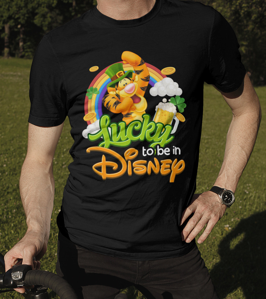 Lucky To Be In Disney Tigger Rainbow Clover St. Patrick's Celebration T-Shirt