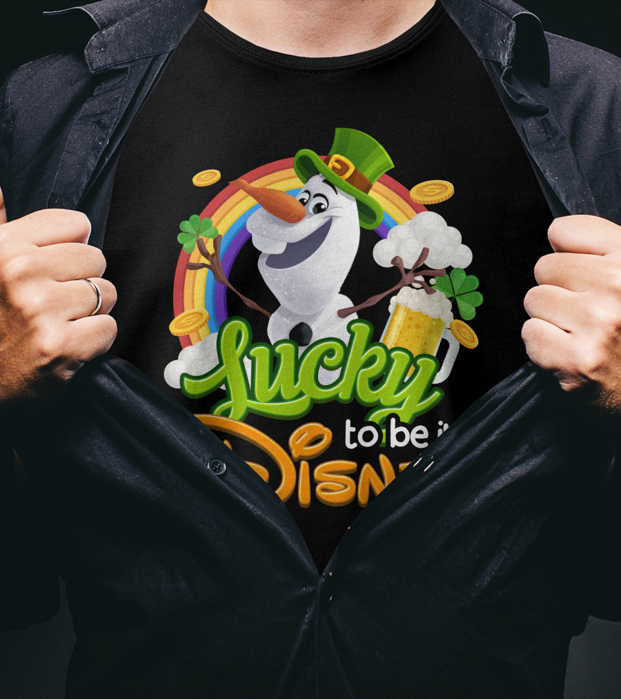 Lucky To Be In Disney Olaf St. Patrick's Day Rainbow Celebration T-Shirt