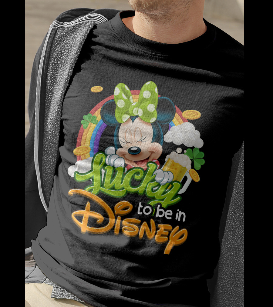 Lucky To Be In Disney Minnie Rainbow Coins T-Shirt