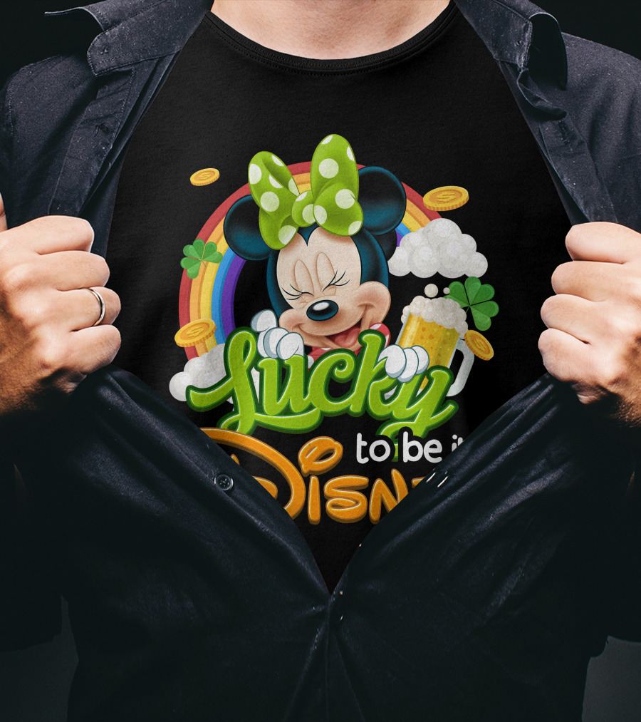 Lucky To Be In Disney Minnie Rainbow Coins T-Shirt
