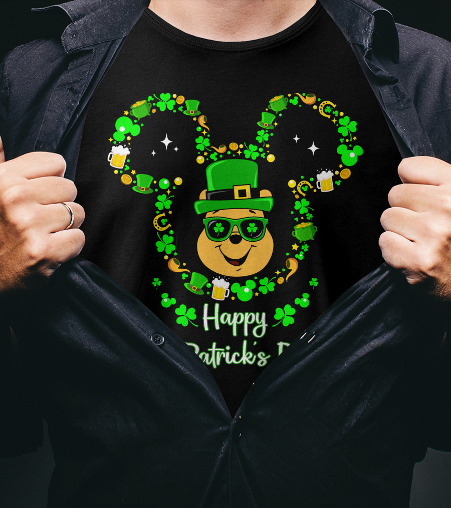 Happy St. Patrick's Day Pooh Mouse Ears T-Shirt
