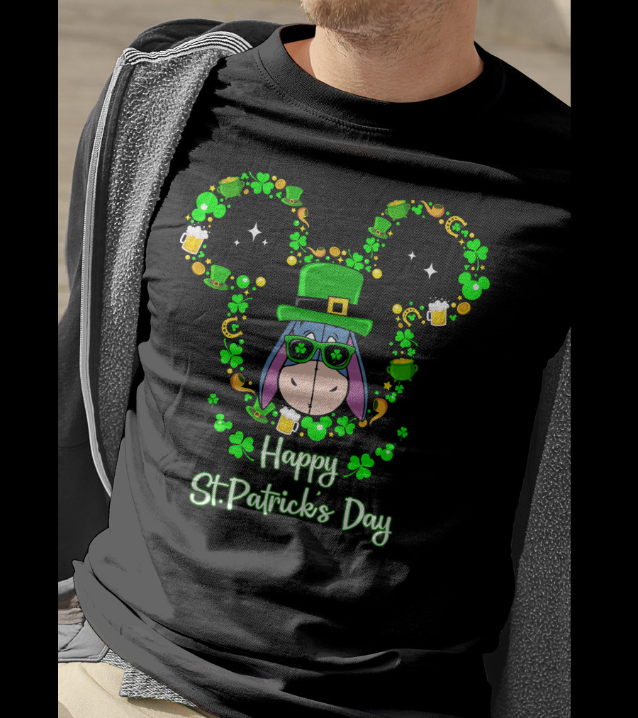 Eeyore Happy St. Patrick's Day Clover Hat T-Shirt
