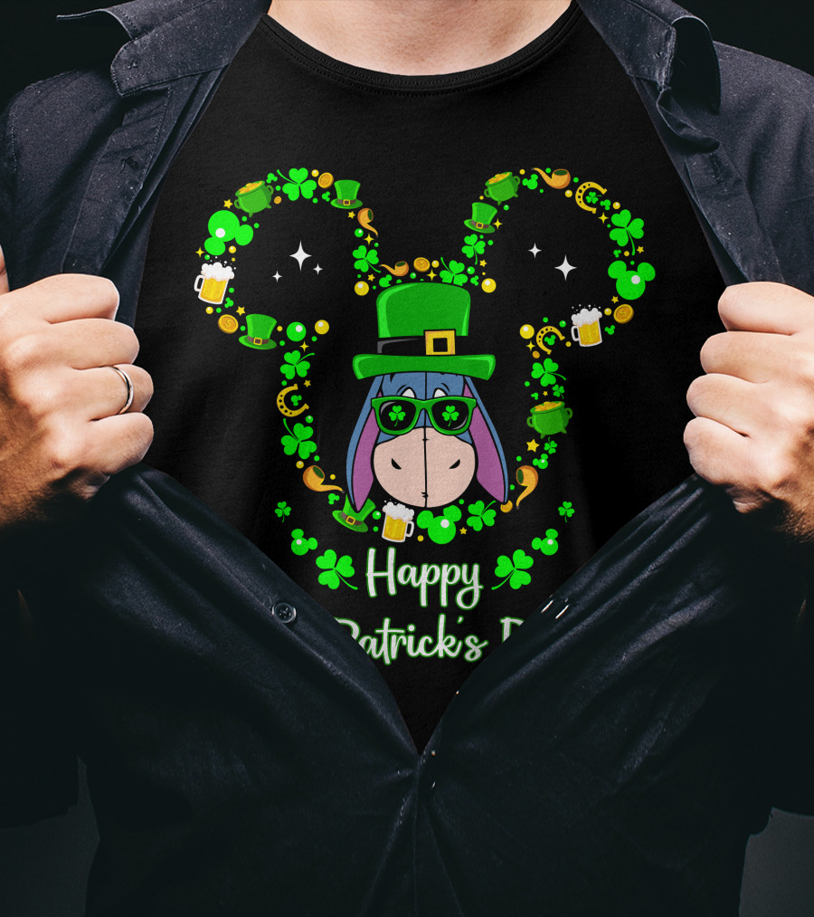 Eeyore Happy St. Patrick's Day Clover Hat T-Shirt